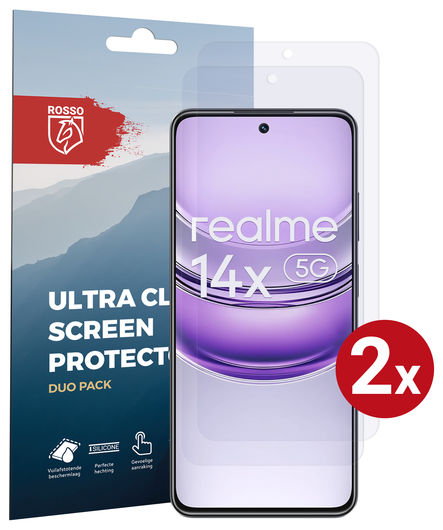 Rosso Realme 14X Screen Protector Case Friendly Folie Duo Pack afbeelding 1