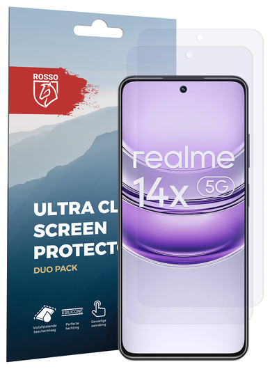Rosso Realme 14X Screen Protector Case Friendly Folie Duo Pack afbeelding 8
