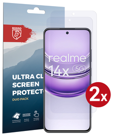 Rosso Realme 14X Screen Protector Case Friendly Folie Duo Pack