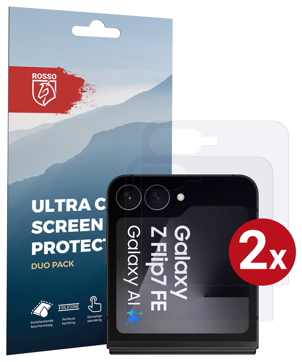 Rosso Samsung Galaxy Z Flip 7 Screen Protector Case Friendly Folie Duo Pack afbeelding 1