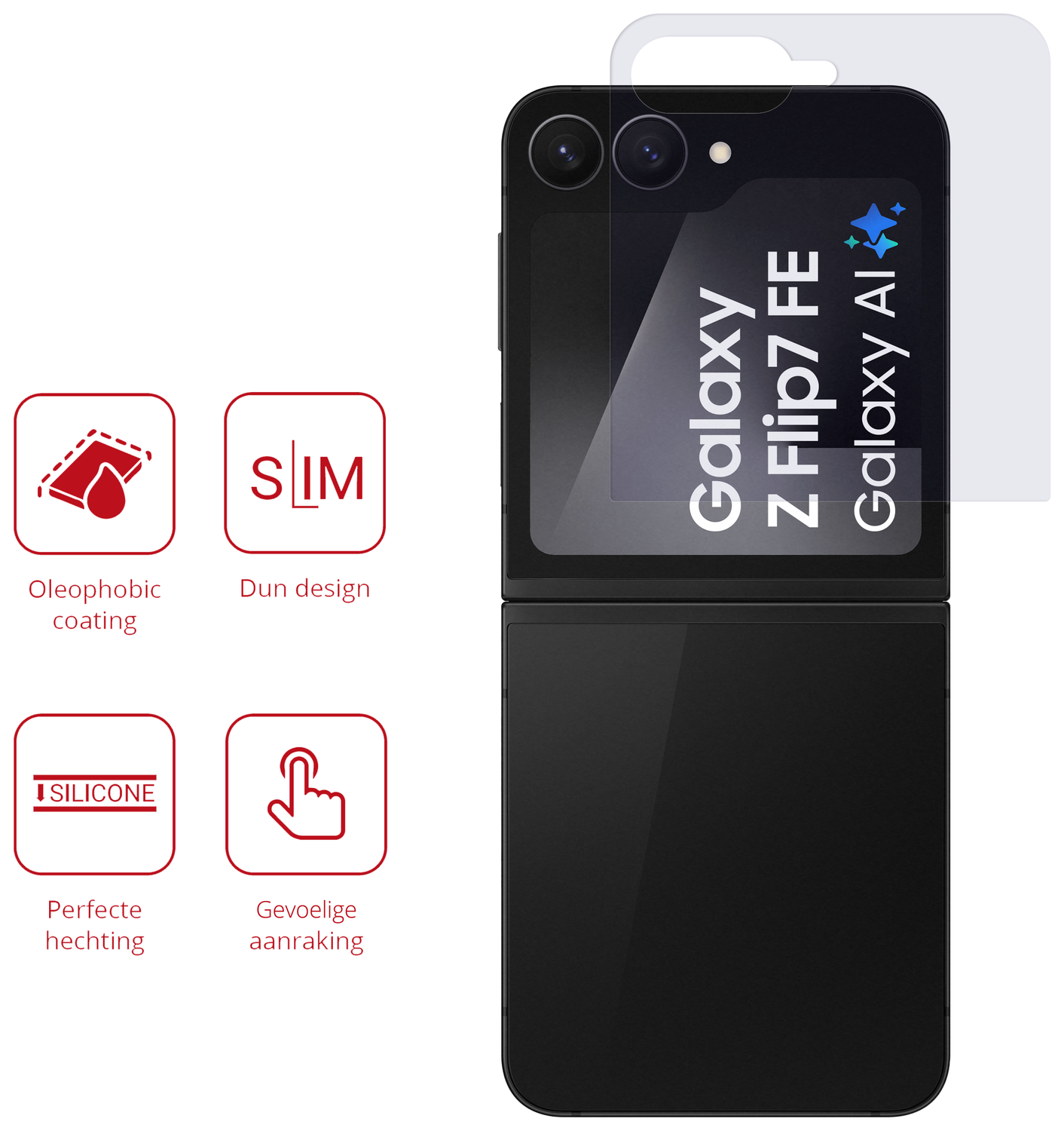 Rosso Samsung Galaxy Z Flip 7 Screen Protector Case Friendly Folie Duo Pack afbeelding 2