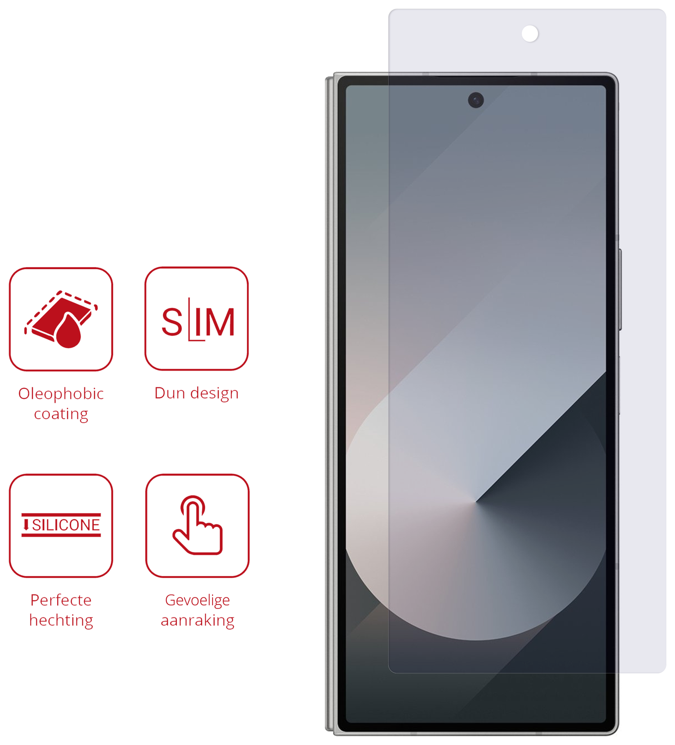 Rosso Samsung Galaxy Z Fold 7 Screen Protector Case Friendly Folie Duo Pack afbeelding 2