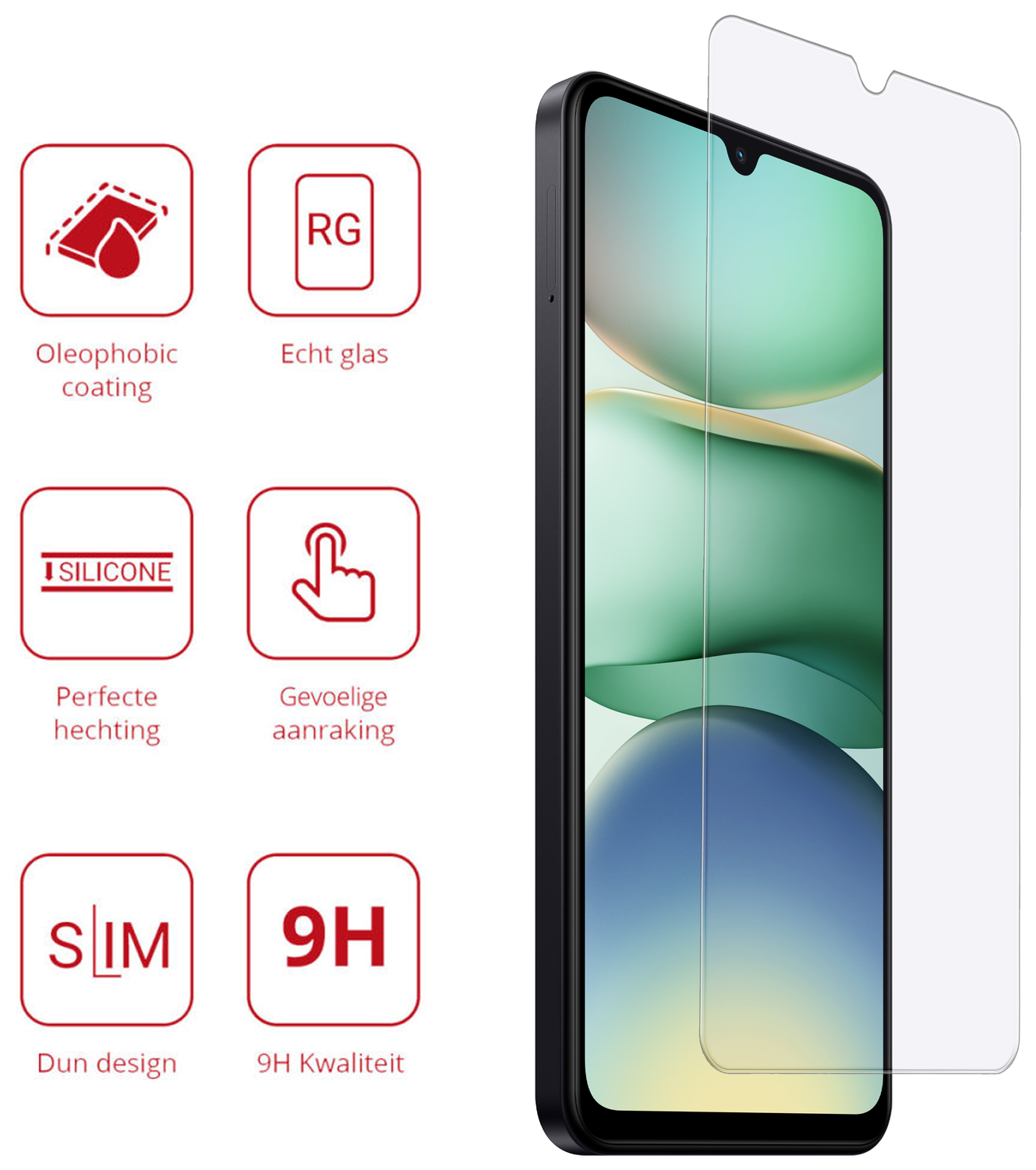 Rosso Xiaomi Redmi A5 9H Tempered Glass Screen Protector afbeelding 2
