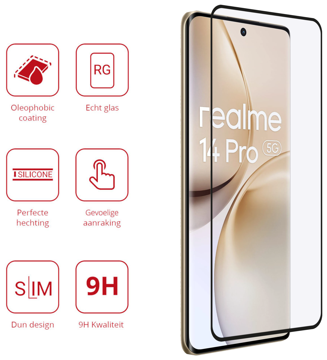 Rosso Realme 14 Pro 9H Tempered Glass Screen Protector afbeelding 2