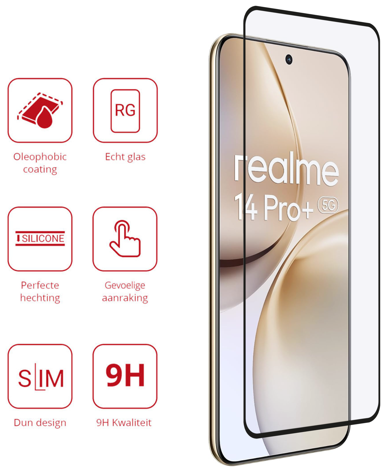 Rosso Realme 14 Pro Plus 9H Tempered Glass Screen Protector afbeelding 2