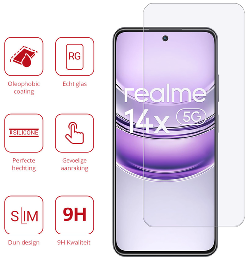 Rosso Realme 14X 9H Tempered Glass Screen Protector afbeelding 2