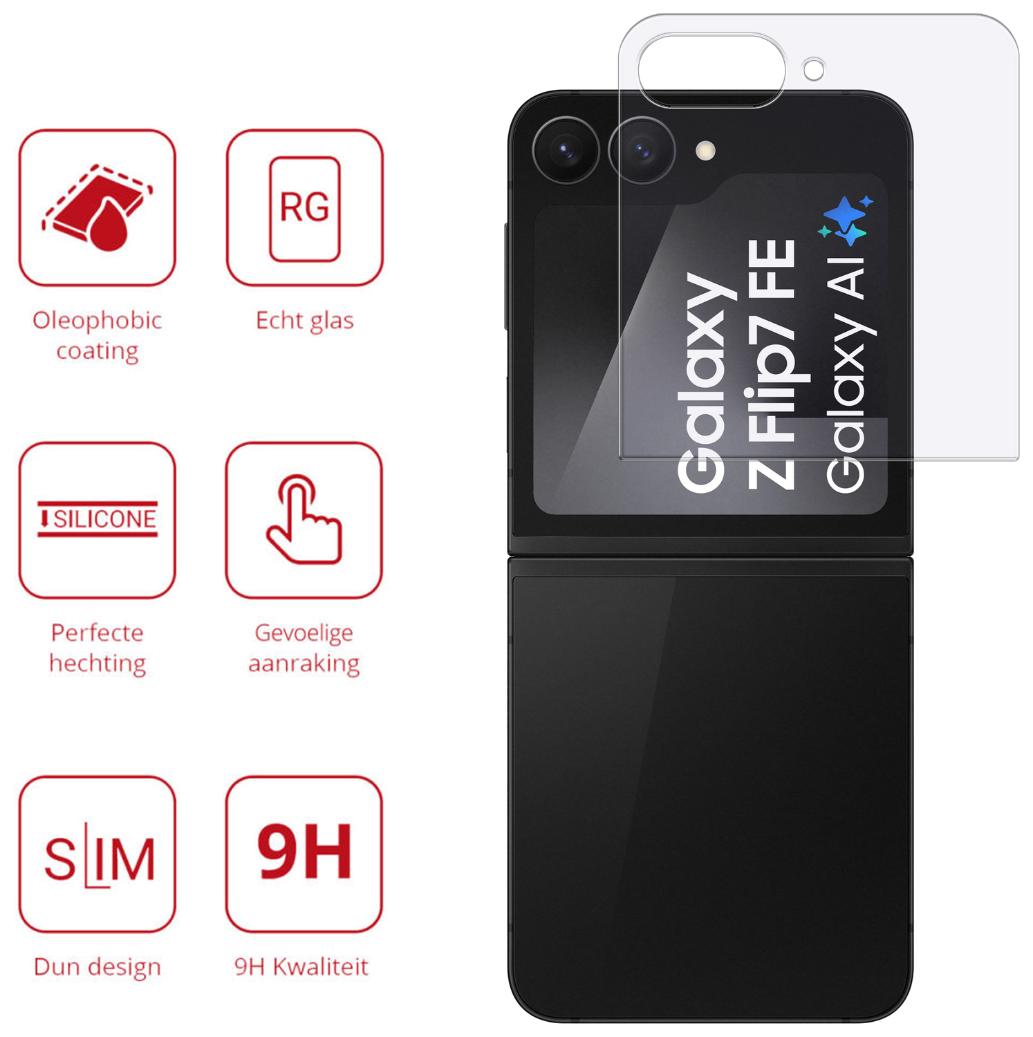 Rosso Samsung Galaxy Z Flip 7 9H Tempered Glass Screen Protector Achterkant afbeelding 2