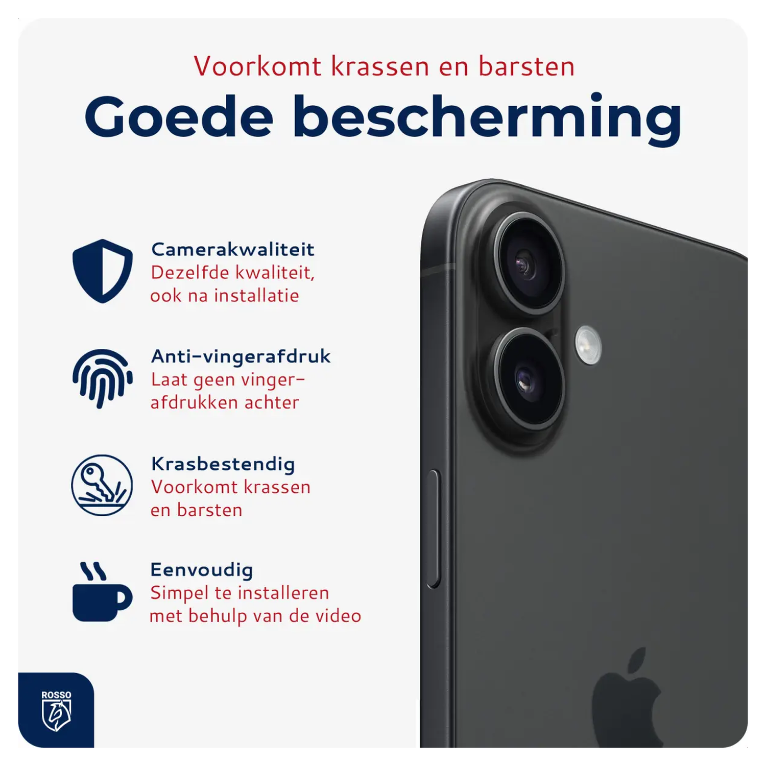 Rosso Apple iPhone 17 Camera Lens Protector Transparant afbeelding 4