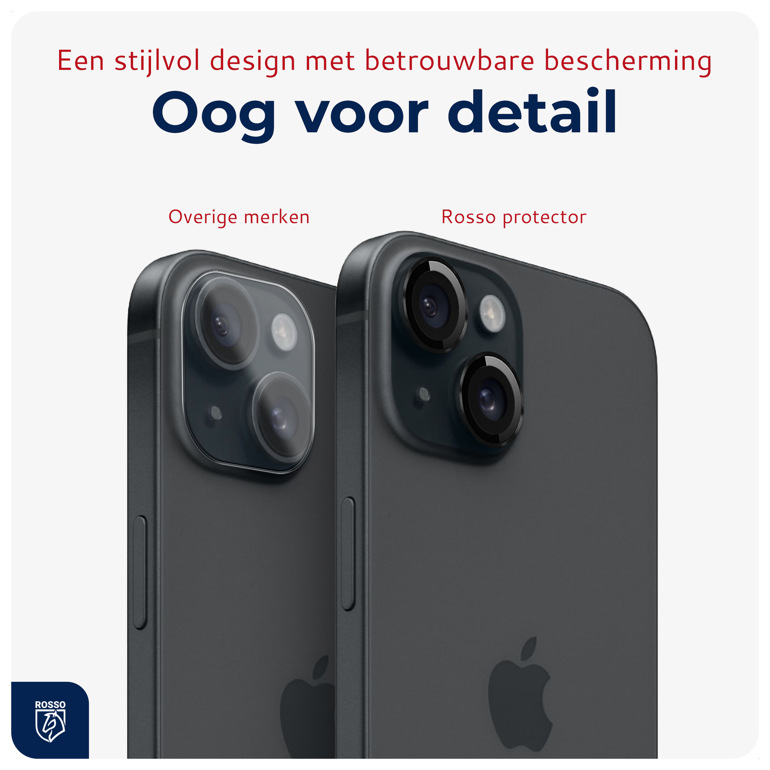 Rosso Apple iPhone 15 / 15 Plus Camera Frame Protector Zwart afbeelding 7