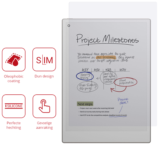 Rosso ReMarkable Paper Pro Screen Protector Ultra Clear Folie Duo Pack afbeelding 2