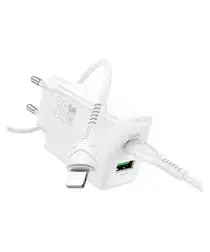 Hoco 30W Snellader Power Delivery + USB-C naar Lightning Kabel 1M Wit afbeelding