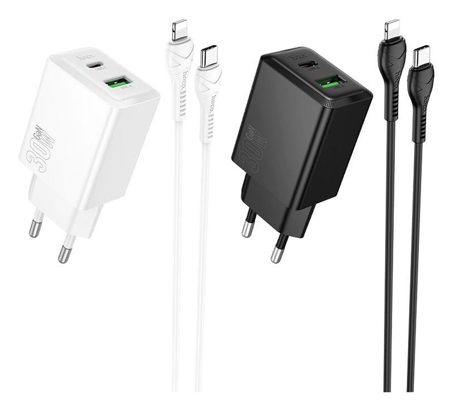 Hoco 30W Snellader Power Delivery + USB-C naar Lightning Kabel 1M Wit afbeelding 4