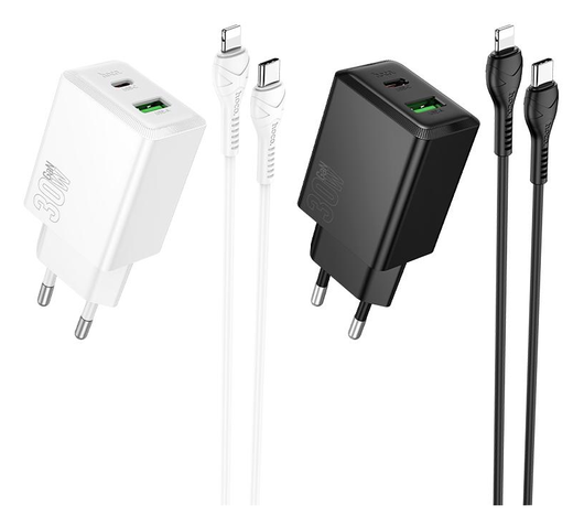 Hoco 30W Snellader Power Delivery + USB-C naar Lightning Kabel 1M Wit afbeelding 4
