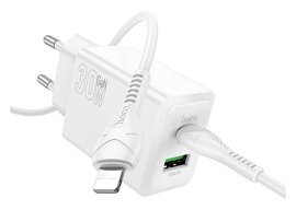 Hoco 30W Snellader Power Delivery + USB-C naar Lightning Kabel 1M Wit