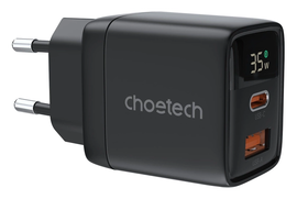 Choetech USB/USB-C GaN Snellader 35W PD Adapter Fast Charge Zwart