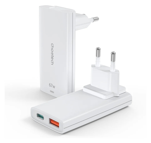 Choetech Power Delivery Oplader USB-C / USB Fast Charge 67W Wit afbeelding 1