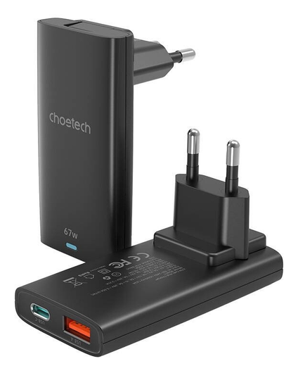 Choetech Power Delivery Oplader USB-C / USB Fast Charge 67W Zwart afbeelding 1