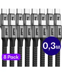 Set van 8 stuks 30cm Buddi Flex USB-C naar USB-C Kabel 60W afbeelding