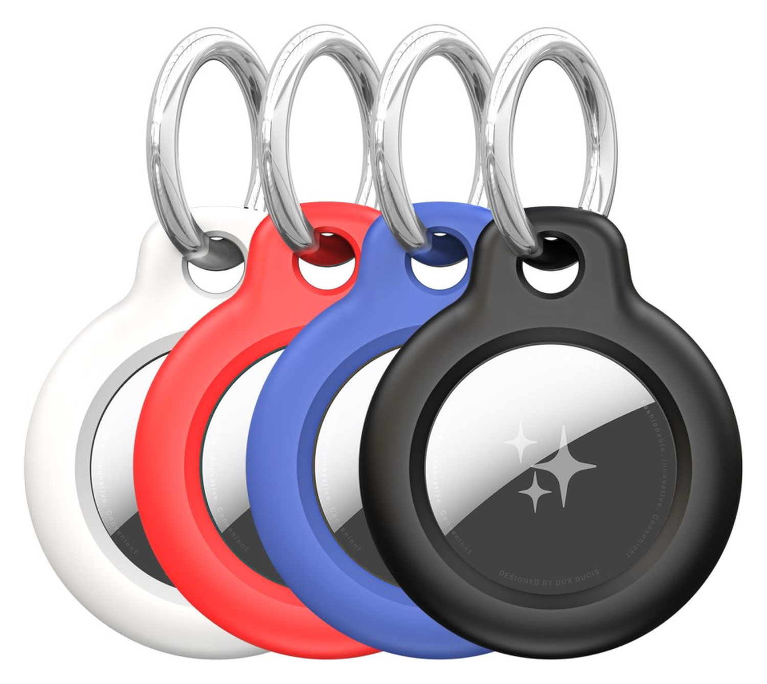Dux Ducis Apple AirTag Sleutelhanger Hoesje Zwart/Wit/Blauw/Rood (4-Pack) afbeelding 1