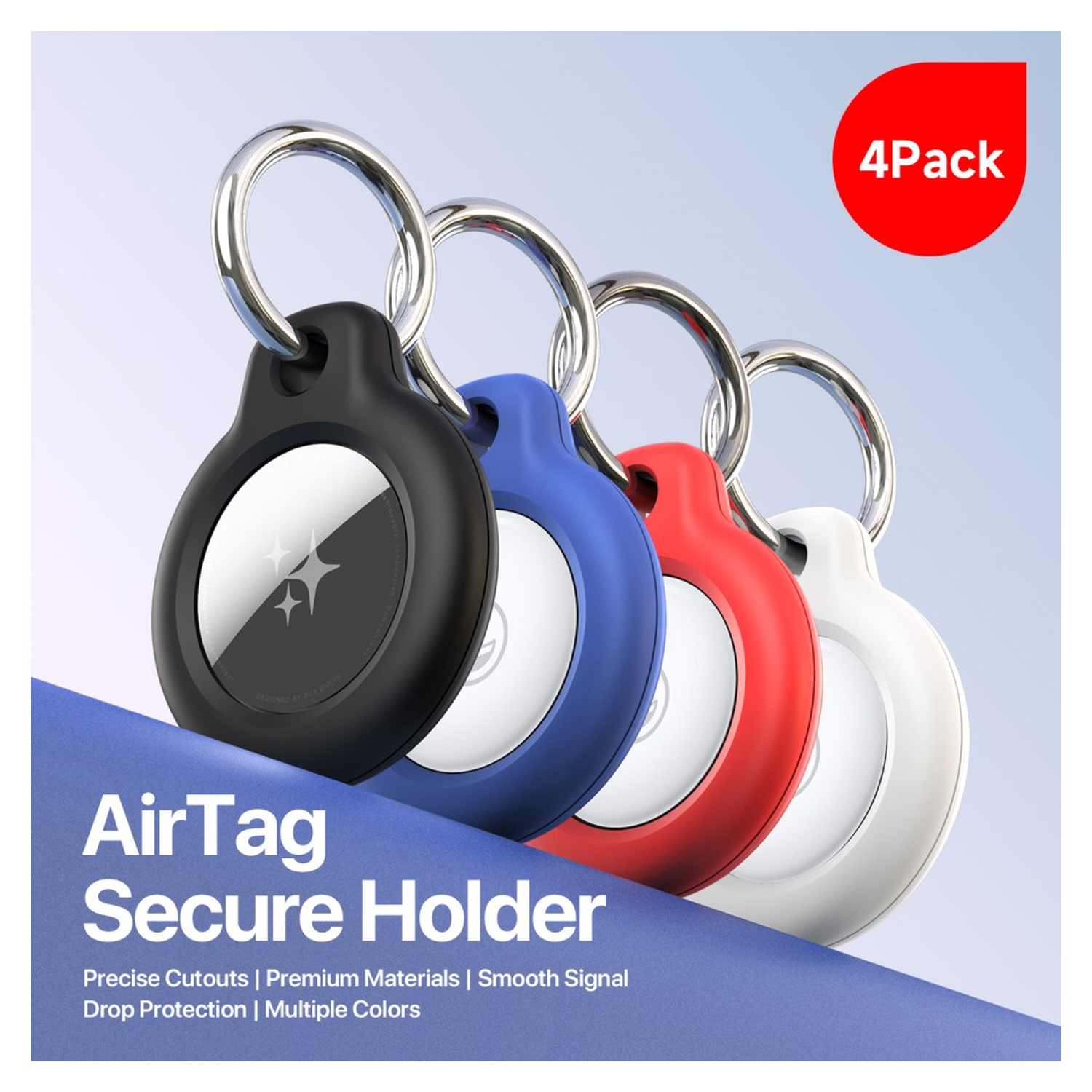 Dux Ducis Apple AirTag Sleutelhanger Hoesje Zwart/Wit/Blauw/Rood (4-Pack) afbeelding 2
