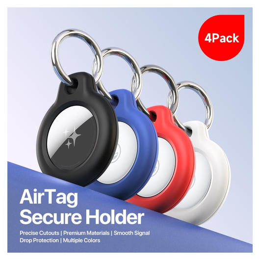 Dux Ducis Apple AirTag Sleutelhanger Hoesje Zwart/Wit/Blauw/Rood (4-Pack) afbeelding 2