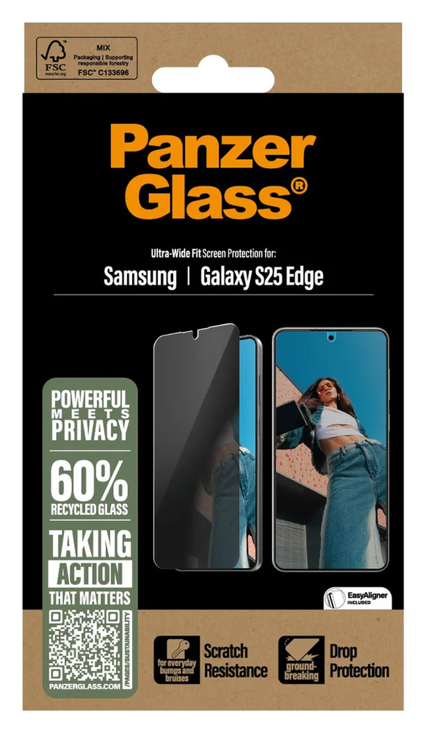 PanzerGlass Ultra-Wide Samsung Galaxy S25 Edge Privacy Glass EasyAligner afbeelding 3
