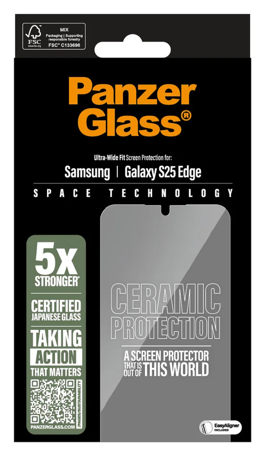 PanzerGlass Ceramic Ultra-Wide Fit Samsung Galaxy S25 Edge Screen Protector afbeelding 4