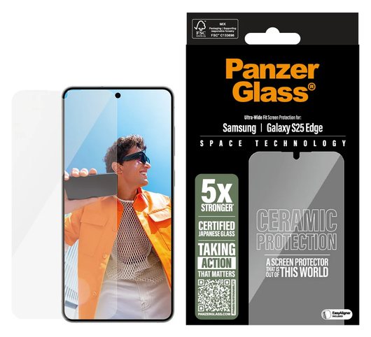PanzerGlass Ceramic Ultra-Wide Fit Samsung Galaxy S25 Edge Screen Protector afbeelding 1