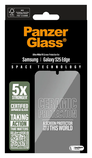 PanzerGlass Ceramic Ultra-Wide Fit Samsung Galaxy S25 Edge Screen Protector afbeelding 4