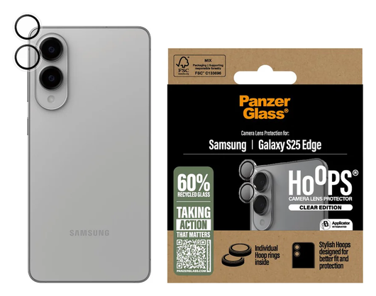 PanzerGlass Hoops Rings Samsung Galaxy S25 Edge Camera Lens Protector Glas Clear afbeelding 1