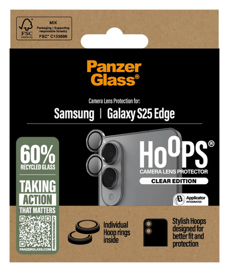 PanzerGlass Hoops Rings Samsung Galaxy S25 Edge Camera Lens Protector Glas Clear afbeelding 4