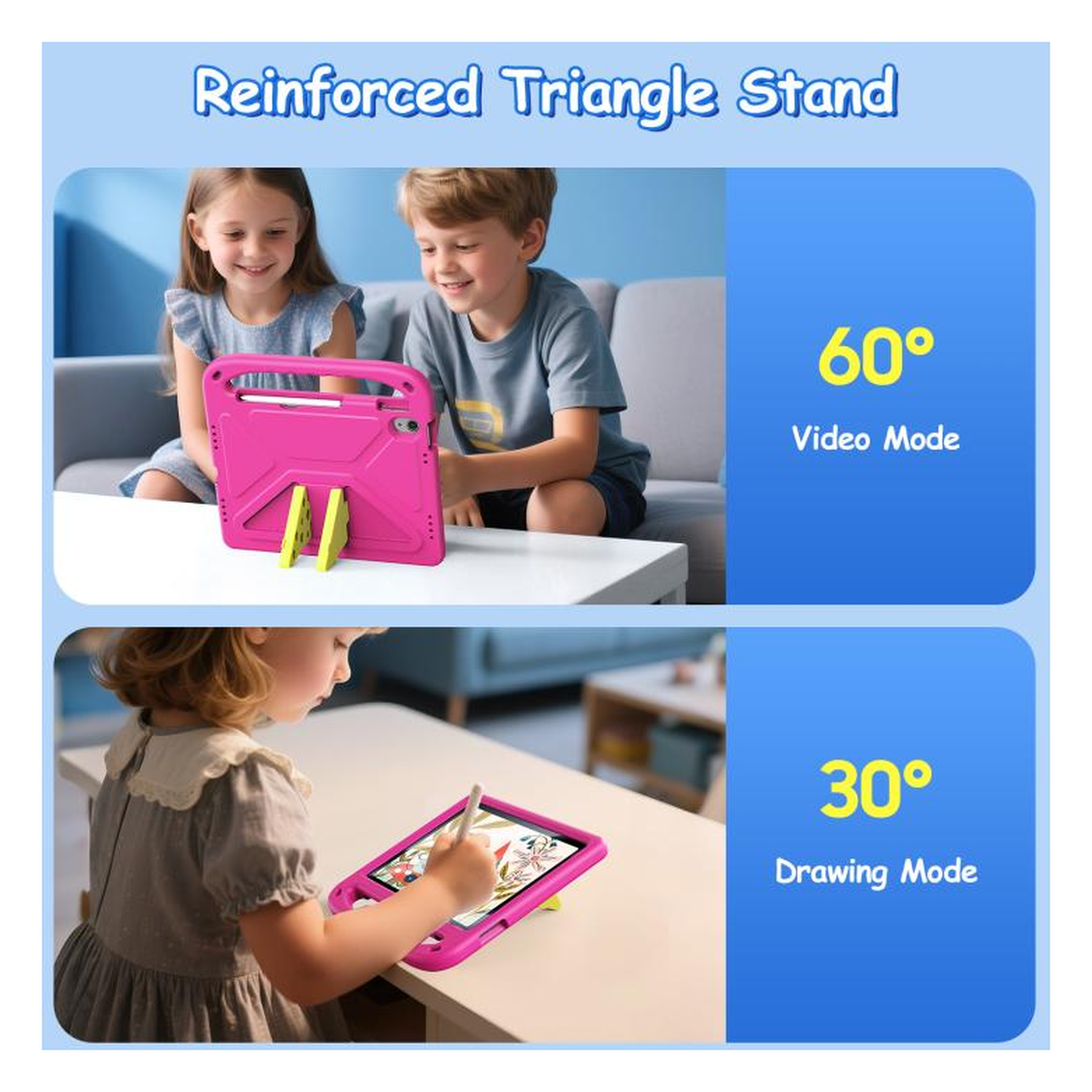 Dux Ducis PUFF iPad 11 (2025) / 10.9 (2022) Kinder Tablethoes met Handvat Roze afbeelding 6