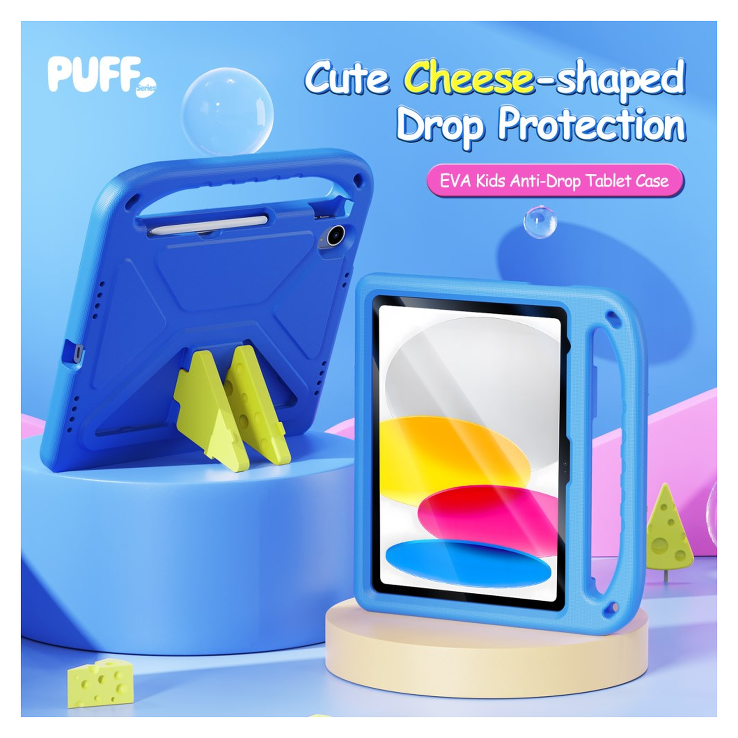 Dux Ducis PUFF iPad 11 (2025) / 10.9 (2022) Kinder Tablethoes met Handvat Blauw afbeelding 3
