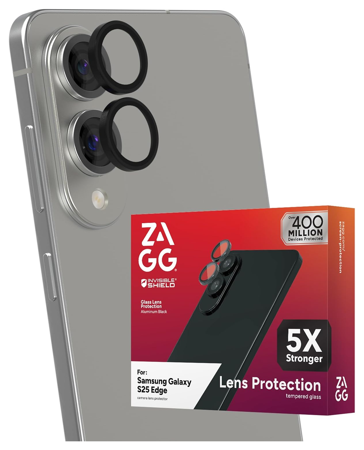 ZAGG InvisibleShield Glass Elite AR Samsung Galaxy S25 Edge Camera Protector afbeelding 1