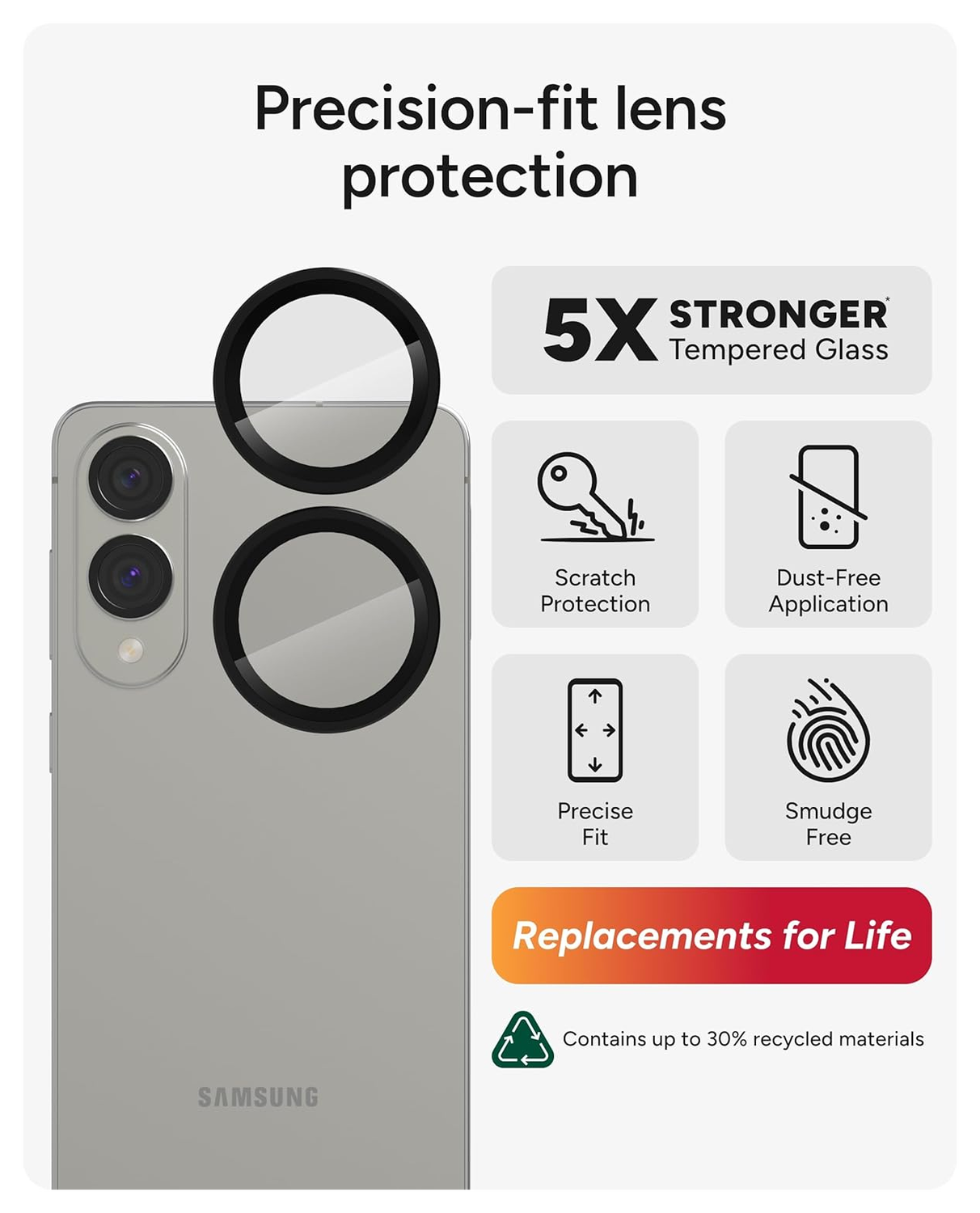 ZAGG InvisibleShield Glass Elite AR Samsung Galaxy S25 Edge Camera Protector afbeelding 2
