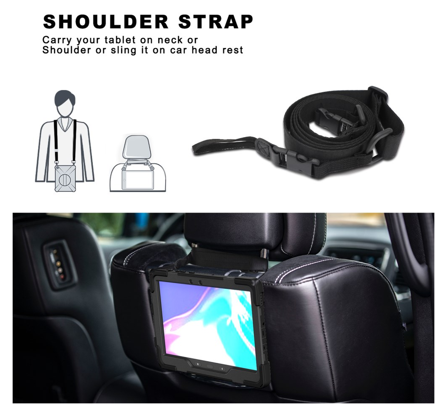 Samsung Galaxy Tab Active 5 Pro Hoes Back Cover met Kickstand en Handriem Zwart afbeelding 5