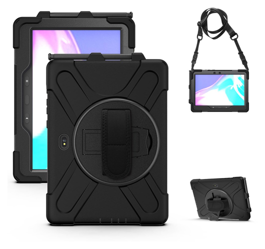 Samsung Galaxy Tab Active 5 Pro Hoes Back Cover met Kickstand en Handriem Zwart afbeelding 2