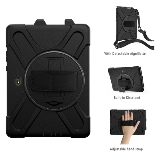 Samsung Galaxy Tab Active 5 Pro Hoes Back Cover met Kickstand en Handriem Zwart afbeelding 3