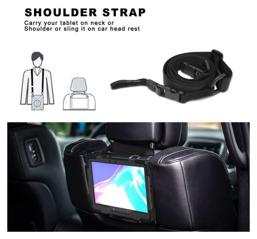 Samsung Galaxy Tab Active 5 Pro Hoes Back Cover met Kickstand en Handriem Zwart afbeelding 5