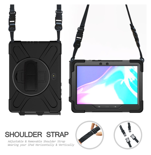 Samsung Galaxy Tab Active 5 Pro Hoes Back Cover met Kickstand en Handriem Zwart afbeelding 6