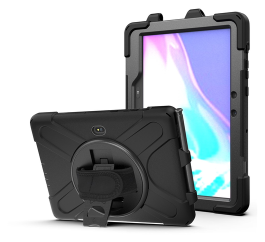 Samsung Galaxy Tab Active 5 Pro Hoes Back Cover met Kickstand en Handriem Zwart afbeelding 1