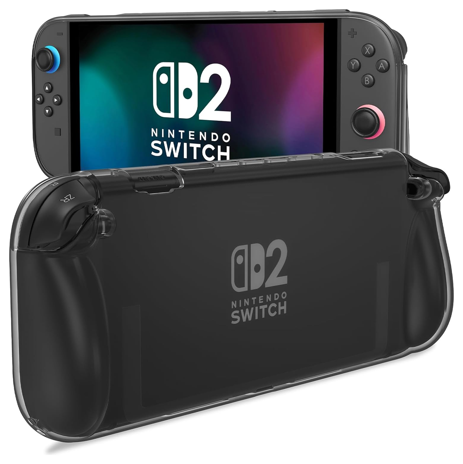 Nintendo Switch 2 Hoesje TPU Back Cover Transparant Zwart afbeelding 1