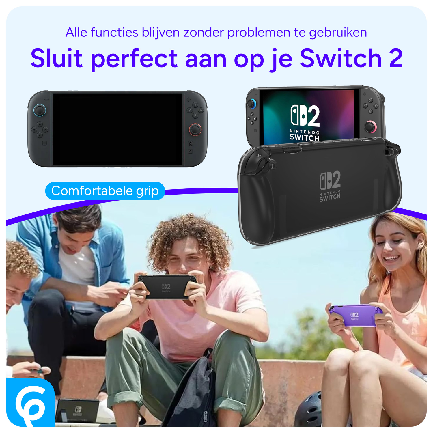 Nintendo Switch 2 Hoesje TPU Back Cover Transparant Zwart afbeelding 3