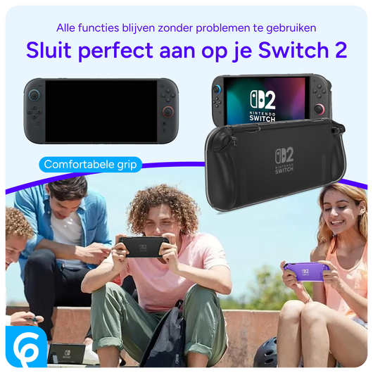 Nintendo Switch 2 Hoesje TPU Back Cover Transparant Zwart afbeelding 3