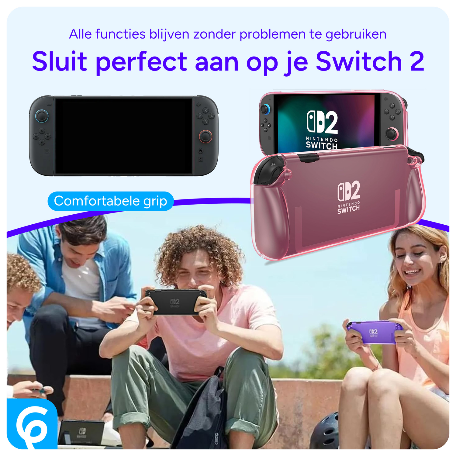 Nintendo Switch 2 Hoesje TPU Back Cover Transparant Roze afbeelding 3
