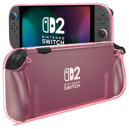 Nintendo Switch 2 Hoesje TPU Back Cover Transparant Roze afbeelding 1