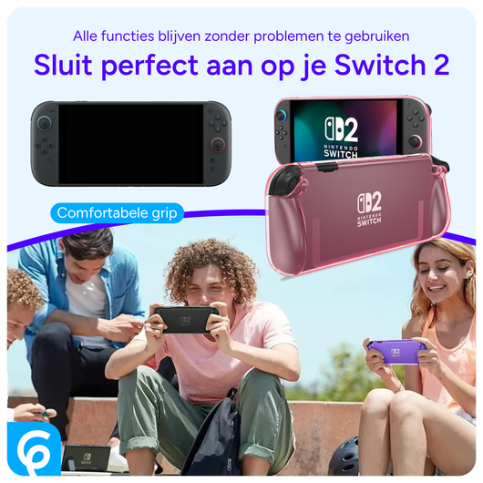 Nintendo Switch 2 Hoesje TPU Back Cover Transparant Roze afbeelding 3