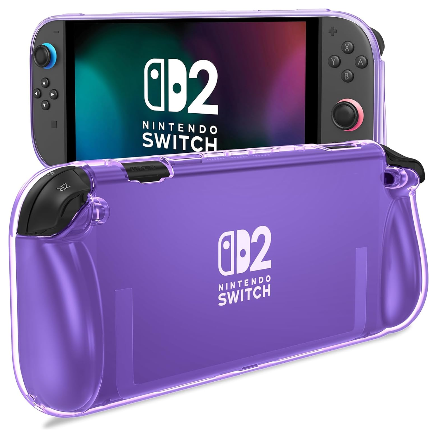 Nintendo Switch 2 Hoesje TPU Back Cover Case Transparant Paars afbeelding 1