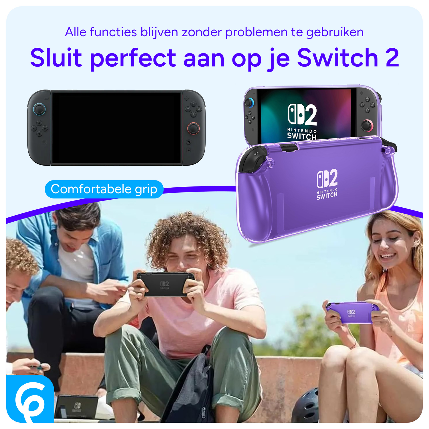 Nintendo Switch 2 Hoesje TPU Back Cover Case Transparant Paars afbeelding 3
