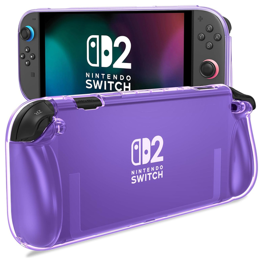 Nintendo Switch 2 Hoesje TPU Back Cover Case Transparant Paars afbeelding 1